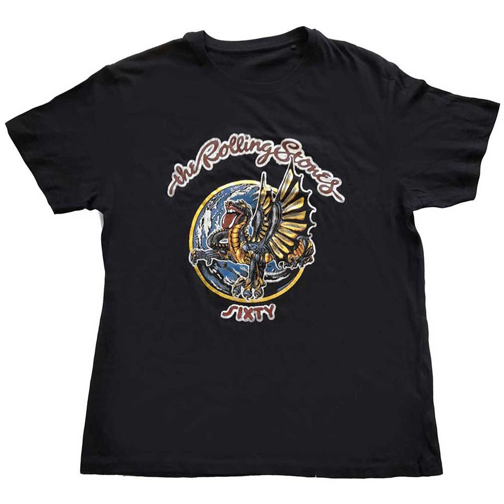 ROLLING STONES ローリングストーンズ (来日 35周年 記念 ) - Sixty Dragon Globe / 箔プリント / Tシャツ / メンズ - PGS